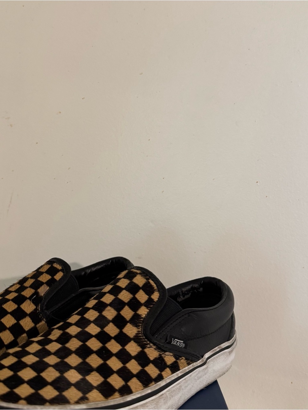Vans Men's Slip-On Checkerboard Loafers - Black and Tan